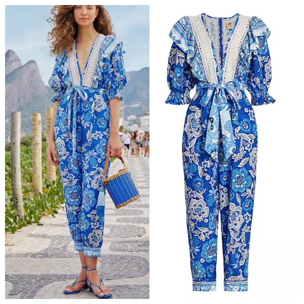 Farm Rio Full Of Flowers Linen Jumpsuit